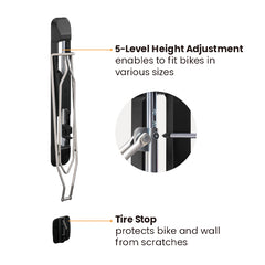 Bike Rakz Ezi-Fold Medium 2.1"- 2.8" Wall Mounted Bike Rack