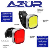 Azur Cetus Front 64 Lumen and Rear 18 Lumen Bike Light Set