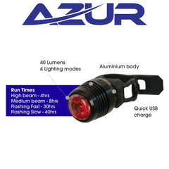 Azur Alien Rear Light Azur Cyclops 40 Lumens Tail Light USB Rechargable – Melbourne Bicycles