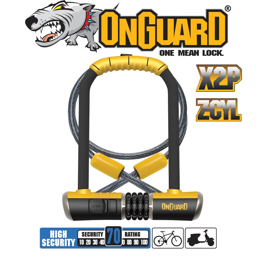 On Guard Bulldog Series DT Combo Shackle 11.5cm x 23cm D 13mm Cable 120cm x 10mm 8012C