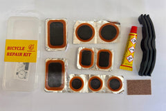 Tube Punture Repair Kit & 3 x Tyre Levers, 9 x Assorted Patches(3 x25mm, 2 x34mm, 2 x35x24mm & 2 x 50 x 32mm)/8cc Glue solution/ Sand paper