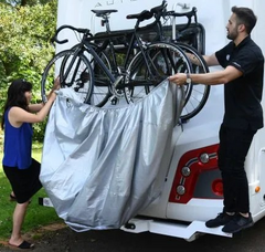 *CLOSEOUT* Oxford BIKE COVER - Aquatex Touring "Premium Rack-Mounted Bike Cover" for 1-2 Bikes - Includes Storage Bag - Also works as a cover for a 4 Burner Hooded BBQ!