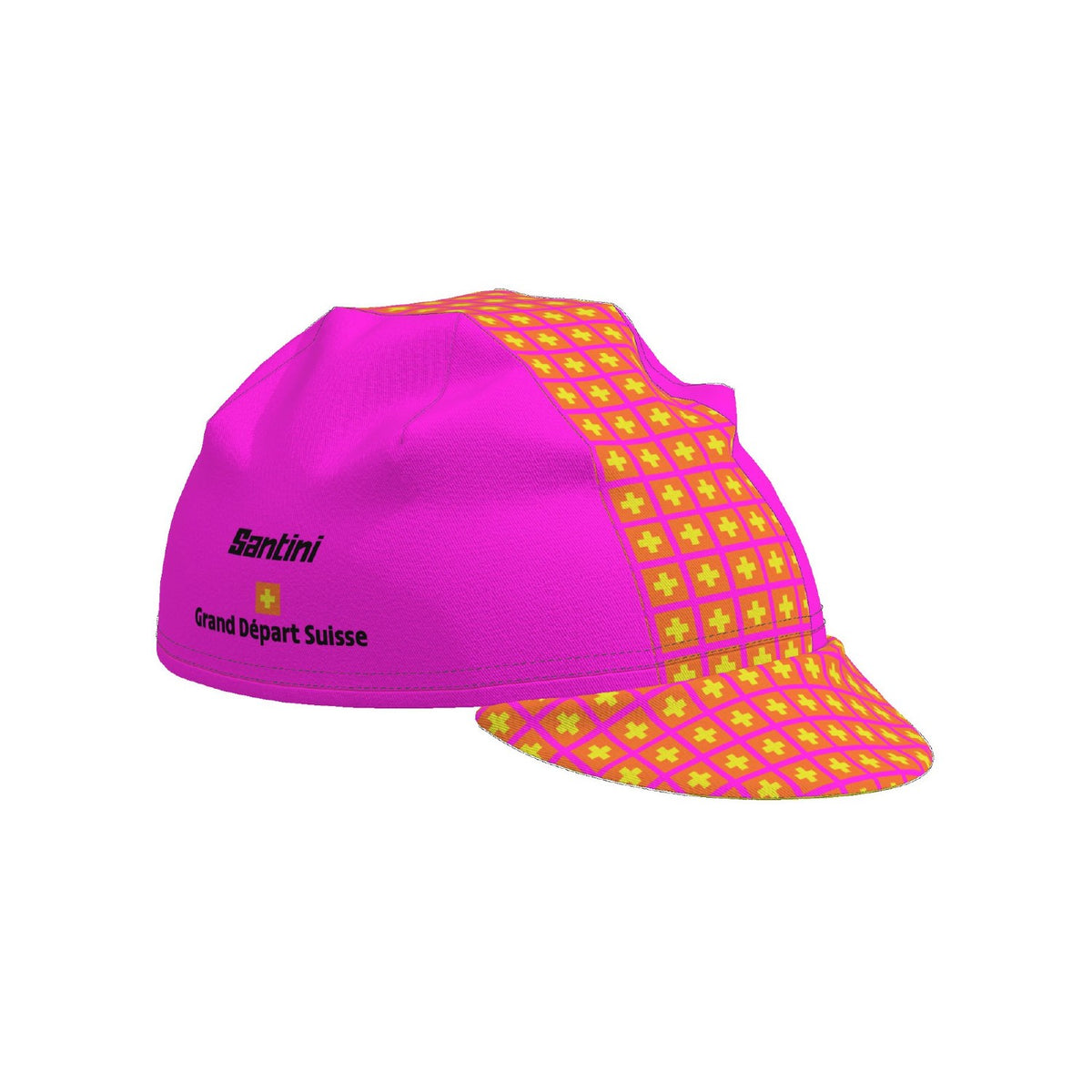 Santini Cycling Cap Tour De France Grand Depart Suisse Stage Neon Pink and Orange
