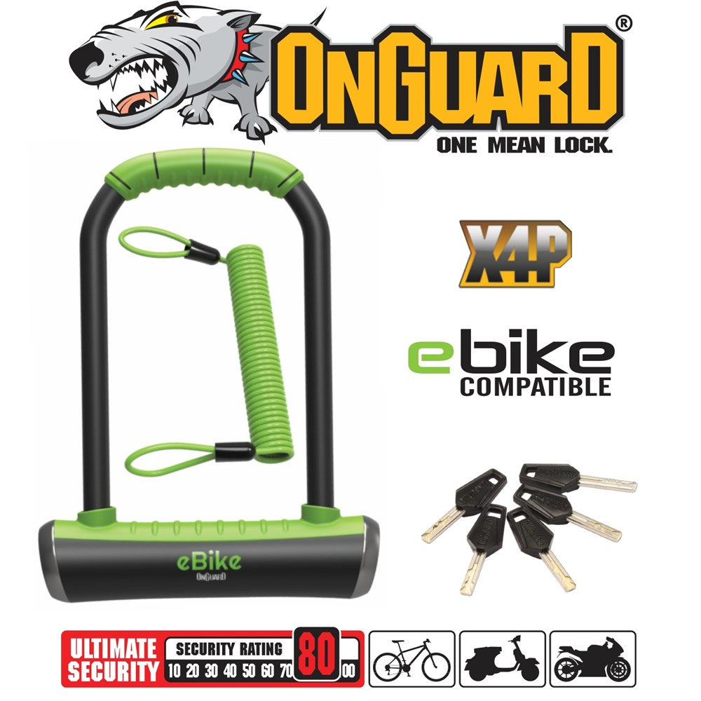 On Guard Pitbull Standard U-Lock Keyed 11.5cm x 23cm D 14mm - e-Bike Series