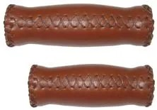 Handlz Handlebar Grips Classic RETRO Hand stitched Brown Grip Shift