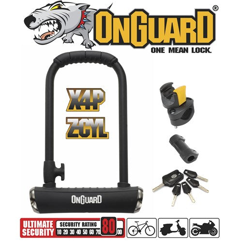 On Guard Pitbull Series - Standard U-Lock Keyed - 11.5cm x 23cm D 14mm 8003X