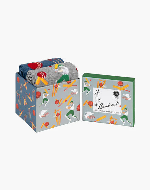 Bamboozld Mens The Cricketer 2pk Gift Box Bamboo Socks 7-11