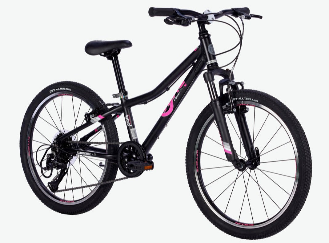 ByK E-450 x8 MTBG Kids Mountain Bike Black with Front Suspension Neon Pink