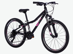 ByK E-450 x8 MTBG Kids Mountain Bike Black with Front Suspension Neon Pink