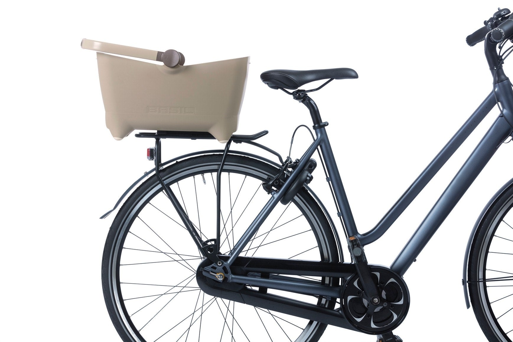 Basil Buddy Bicycle Pet Basket with MIK Mounting System Biscotti Brown