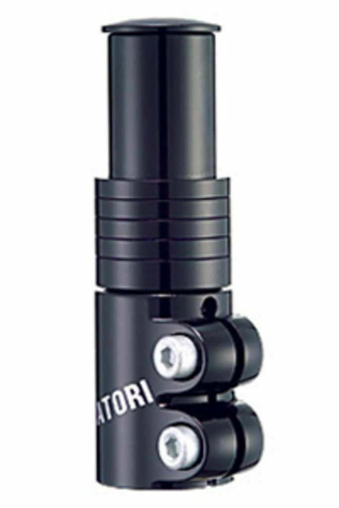 Satori Heads Up Dual Bolt. Adaptor riser for ahead stem. Height Adjuster up to 75mm for 1 1/8th steerer, length 117mm Black  3002