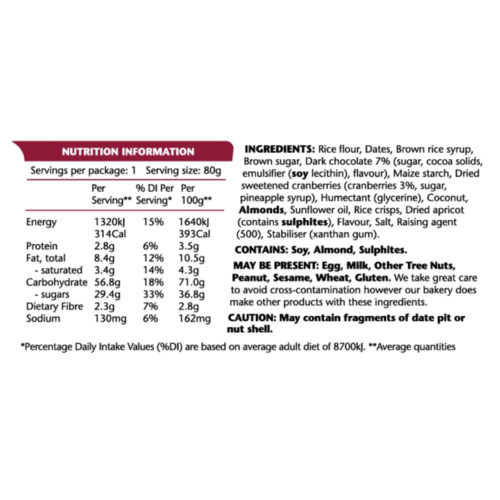 Ems Power Cookies Cranberry Chocolate Bar 80gm