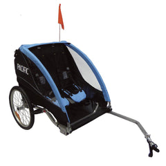 Pacific Trailer Double Deluxe Jogger Stroller Trailer Blue Black